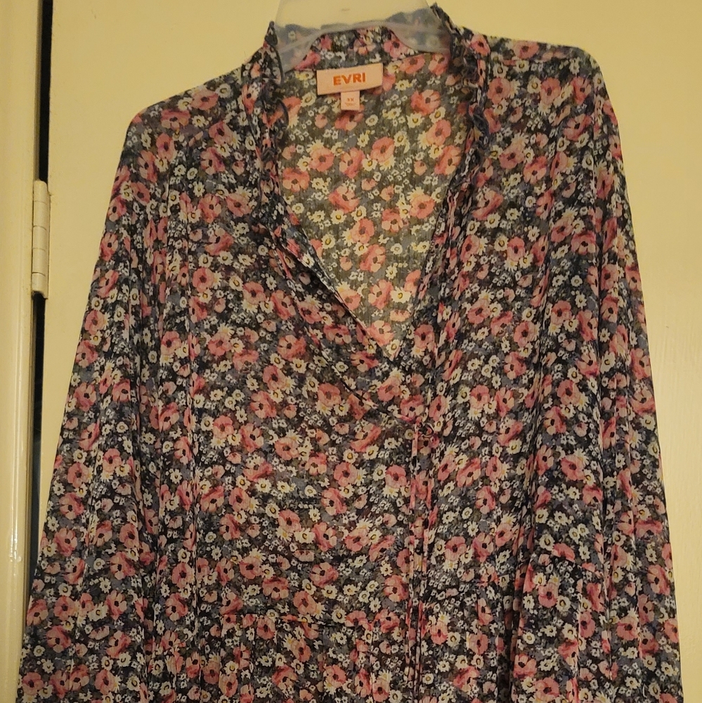 Evri Baby Doll black Chiffon floral dress 3x